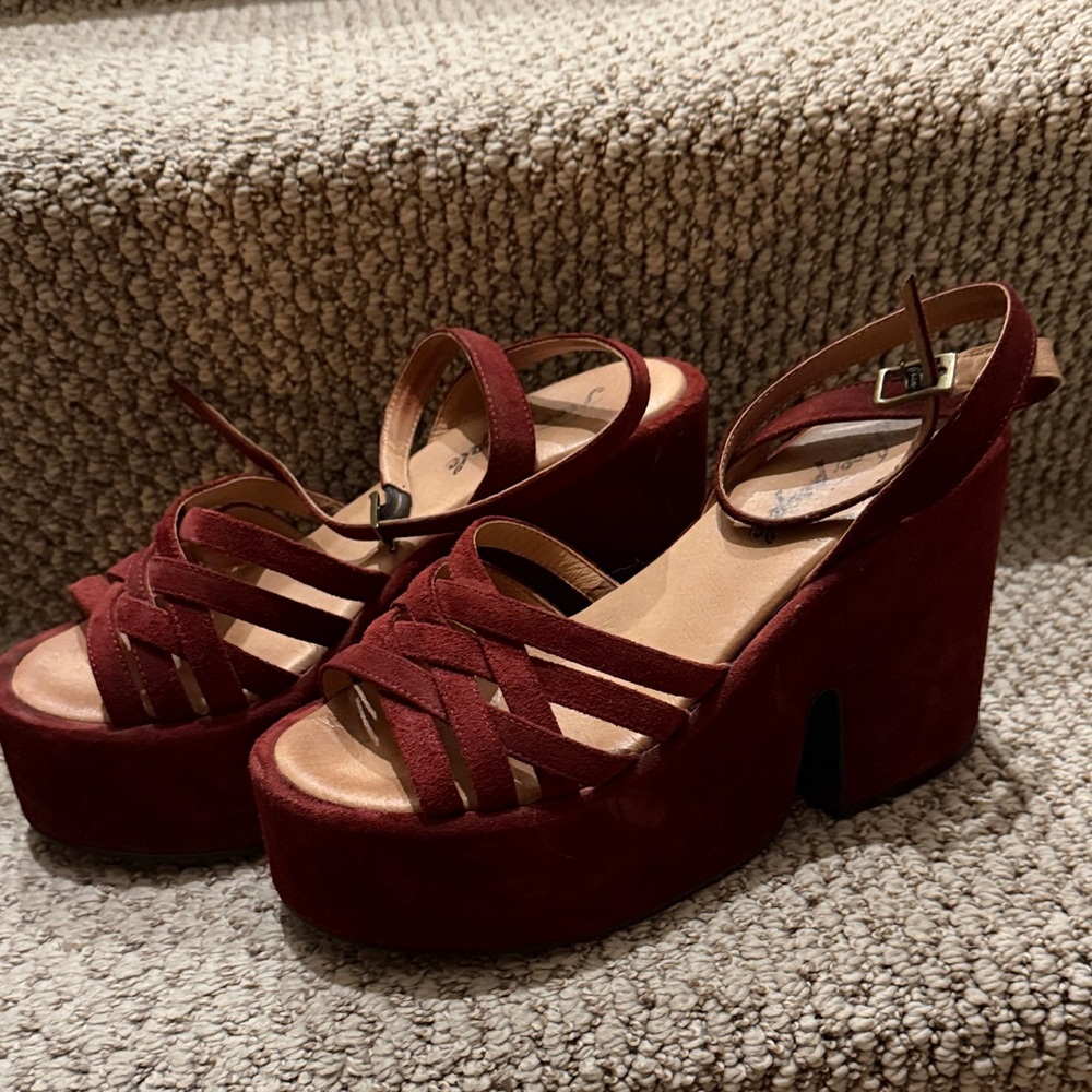 Free People Burgundy Heels